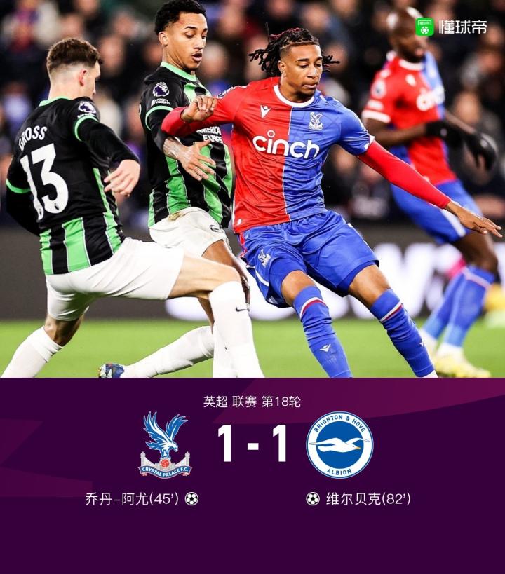 布莱顿主场遭逆转,惜败于水晶宫 布莱顿主场遭逆转,惜败于水晶宫